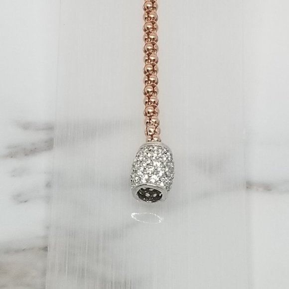 Sterling Silver Mesh Bracelet Rose Plated CZ - Picture 6 of 7